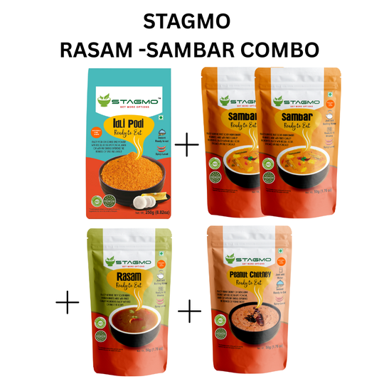 STAGMO RASAM-SAMBAR COMBO -  Idli Podi, Sambar, Rasam, Peanut Chutney