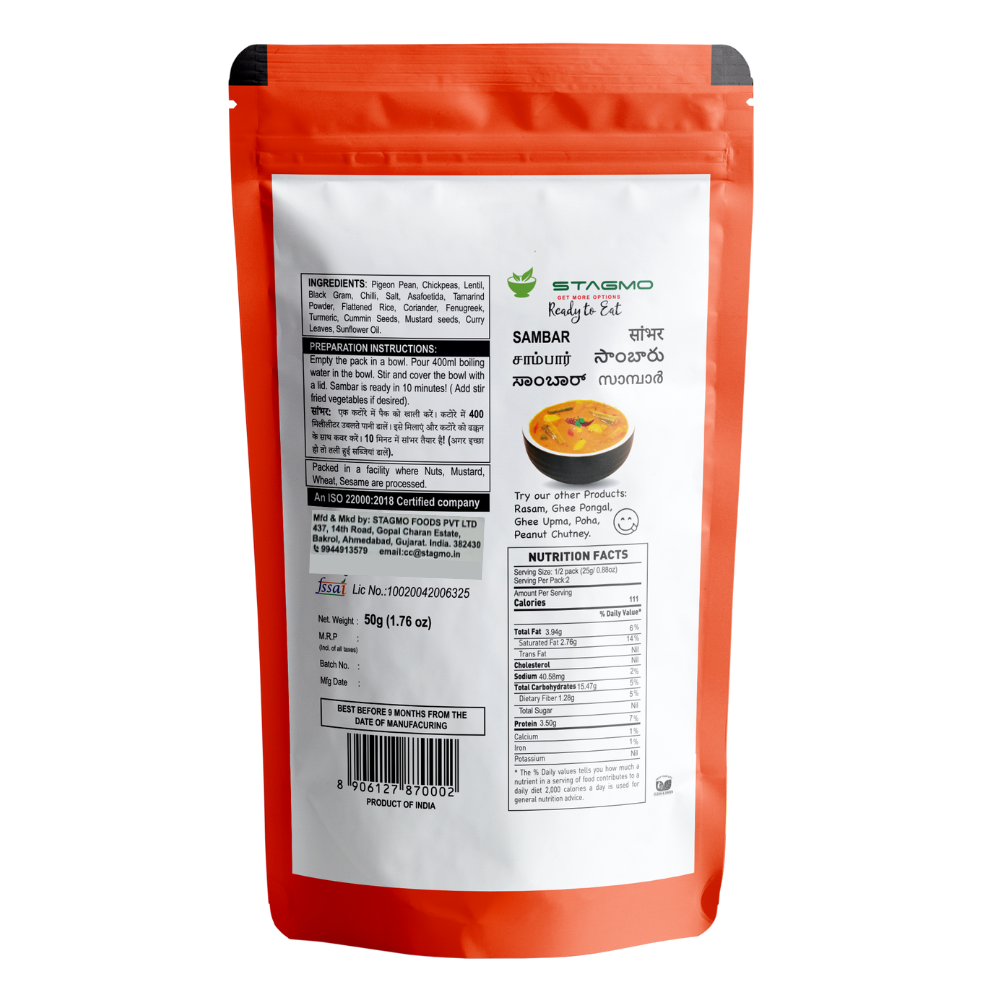 STAGMO RASAM-SAMBAR COMBO -  Idli Podi, Sambar, Rasam, Peanut Chutney